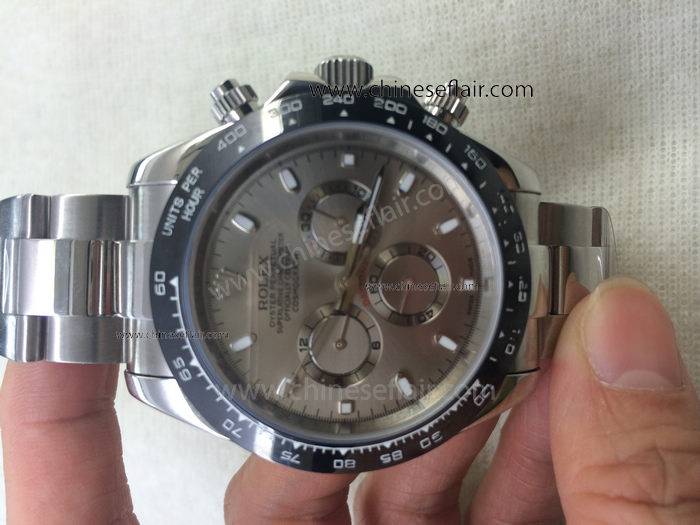 Replica Rolex Daytona Gray Dial Black Ceramic bezel Mens Watch